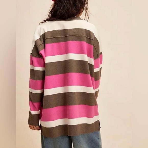 #271 NWT Free People League Of Her Own Cardigan in Aurora Pinecone Combo - Picture 3 of 5